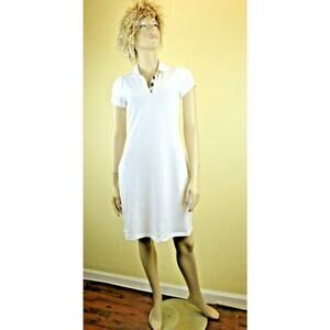 NWT BURBERRY WHITE COTTON NOVA CHECK COLLAR LOGO DRESS M